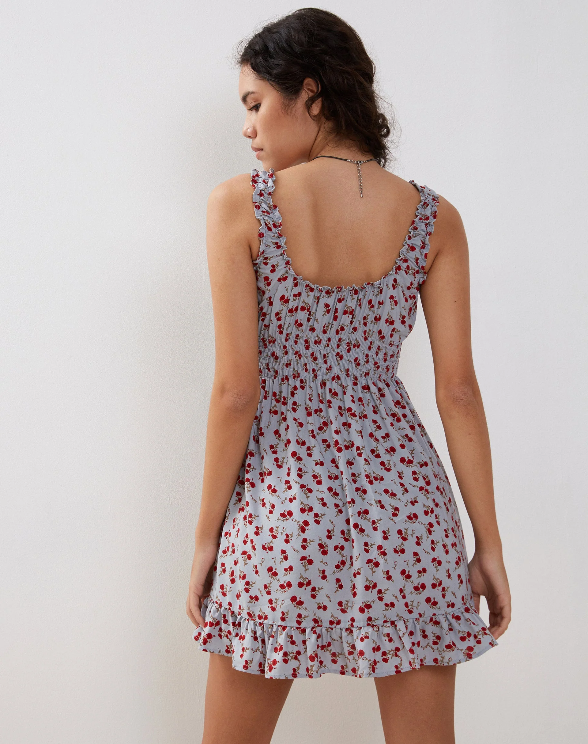 Soyata Mini Day Dress in Blue Floral Ditsy - Image 2