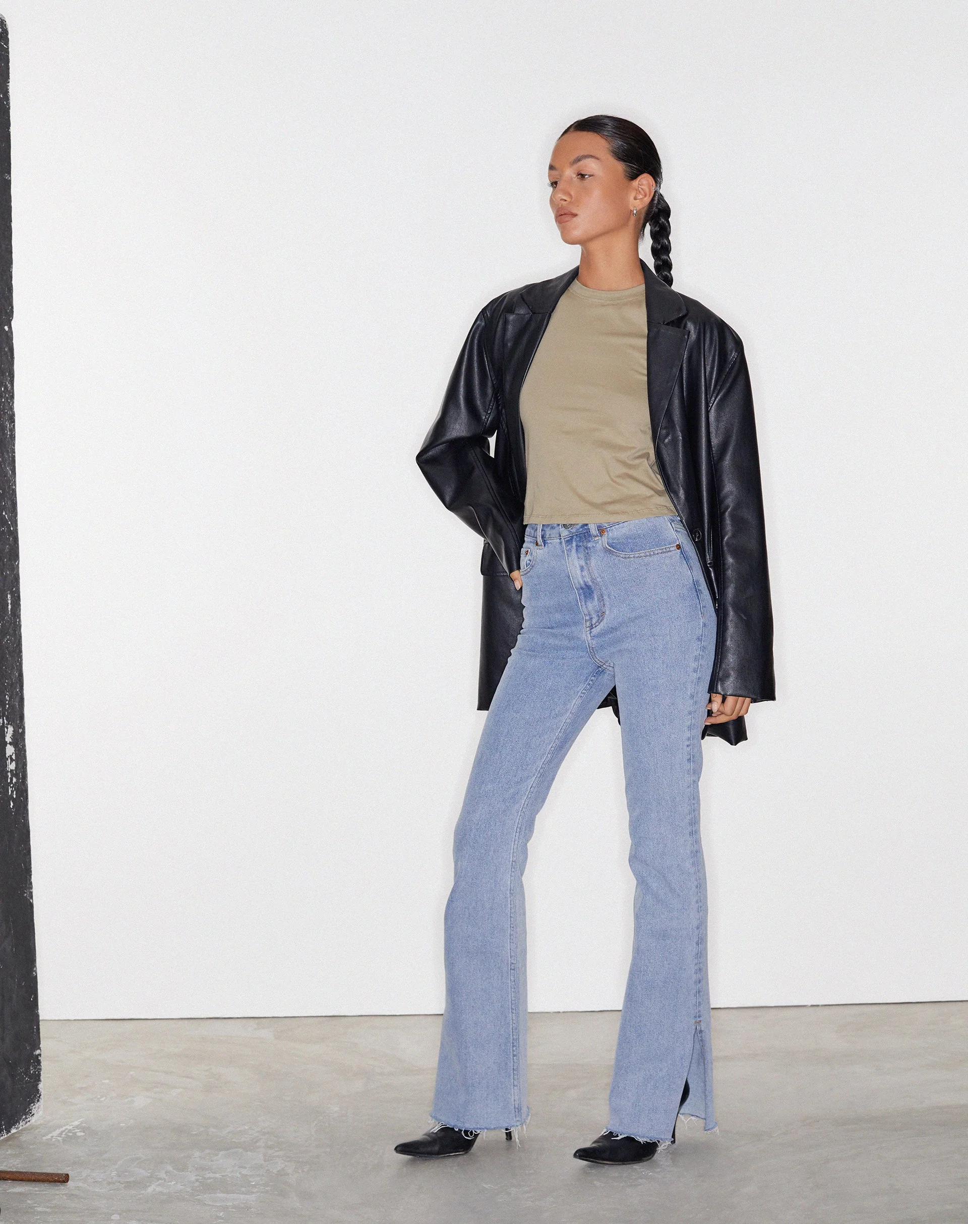 Split Bootleg Jeans in Light Wash - Image 2