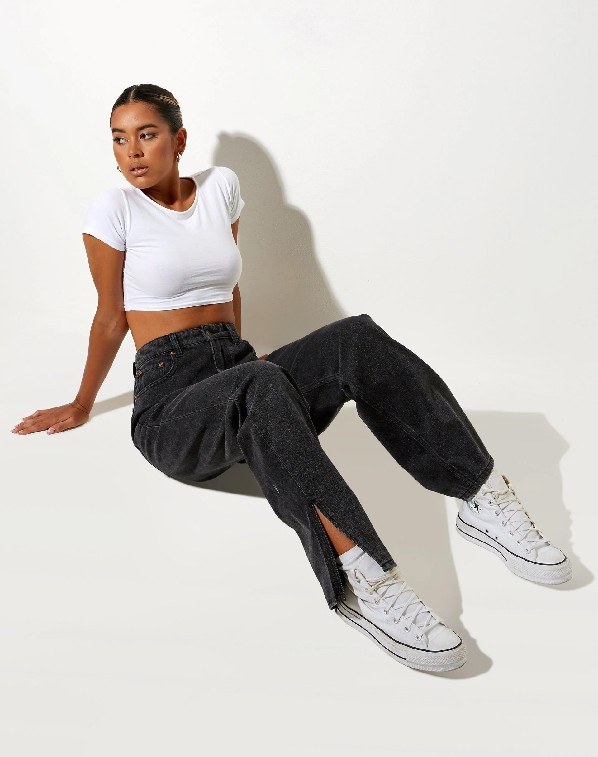 Split Parallel Jeans in Black Wash - Image 5