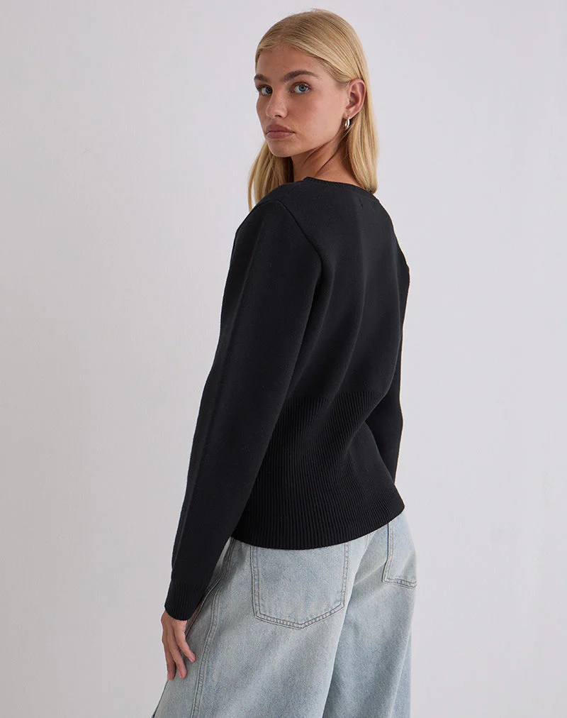 Subra Long Sleeve Cardigan in Black - Image 5