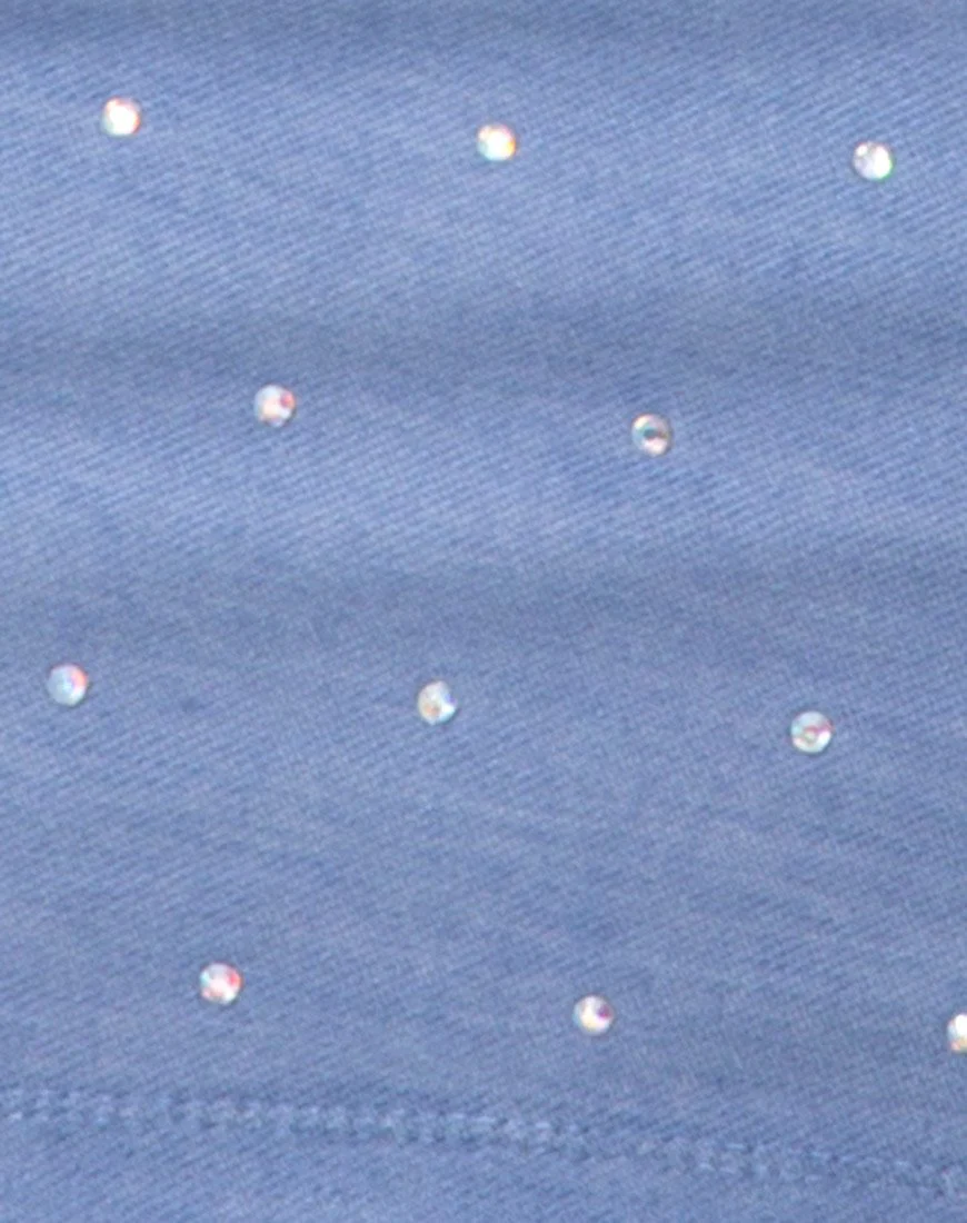 Suky Mini Skirt in Blue Denim Hot Fix - Image 5