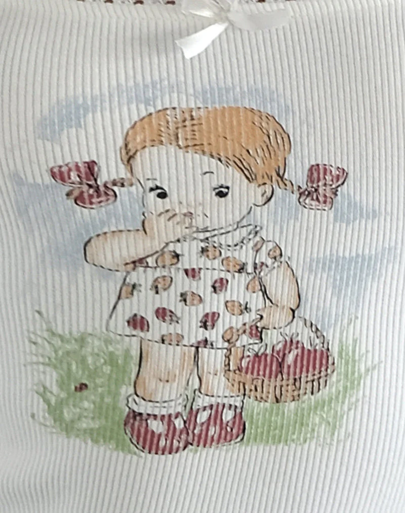 Suna Vest Top in Little Girl Motif White - Image 7