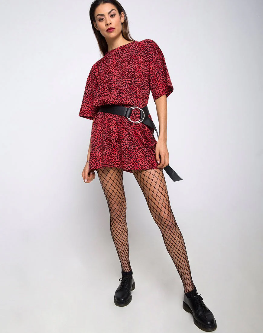 Sunny Kiss Oversize Tee in Coloured Animal Red - Image 3