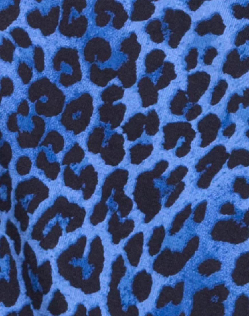 Sunny Kiss Oversize Tee in Leopard Royal Blue - Image 5