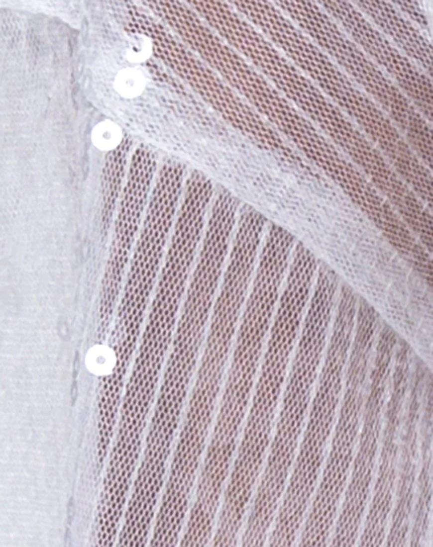 Sunny Kiss Tee in Sheer White Clear Sequin - Image 5