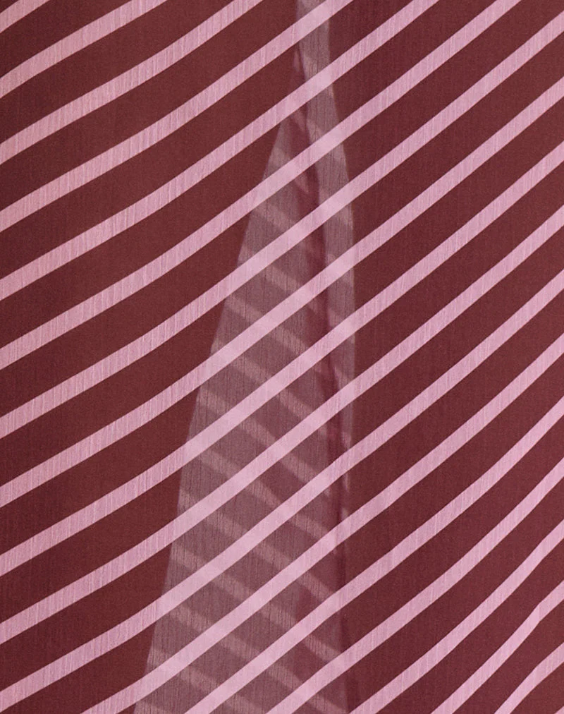 Surina Maxi Skirt in Tilted Stripe Chiffon Pink and Burgundy - Image 5