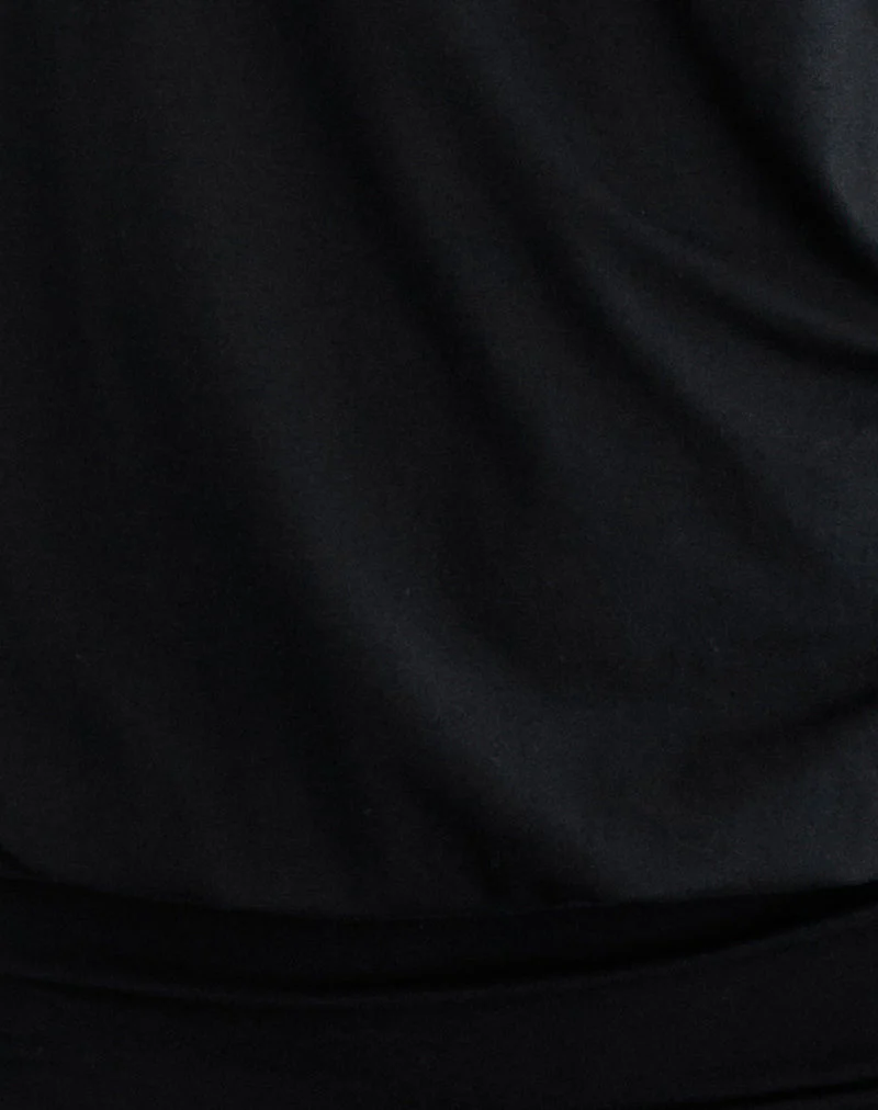 Sybe Cut Batwing Sleeve Mini Dress in Black - Image 6