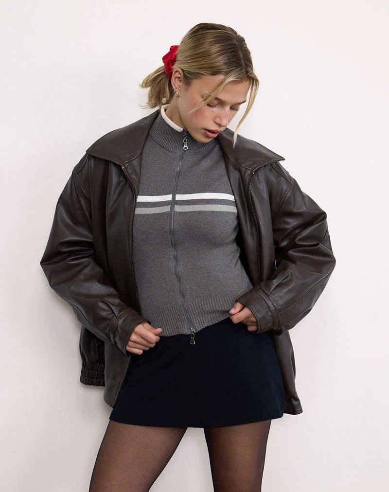 Tabeya Sleeveless Knit Jacket in Grey - Image 2
