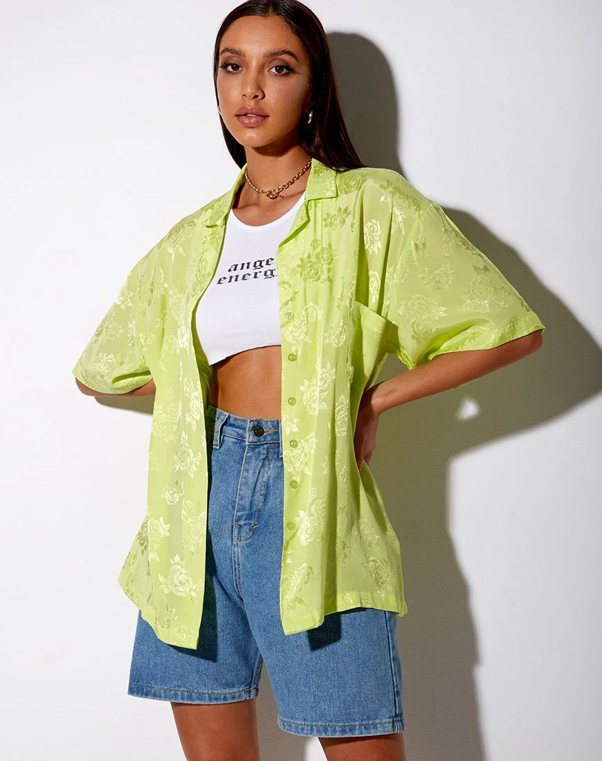 Taelsa Shirt in Satin Rose Lime - Image 2