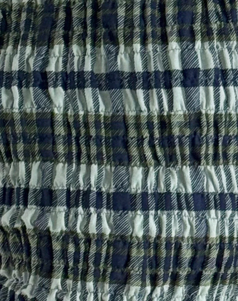 Takayi Mini Dress in Linen Mono Check Green - Image 6