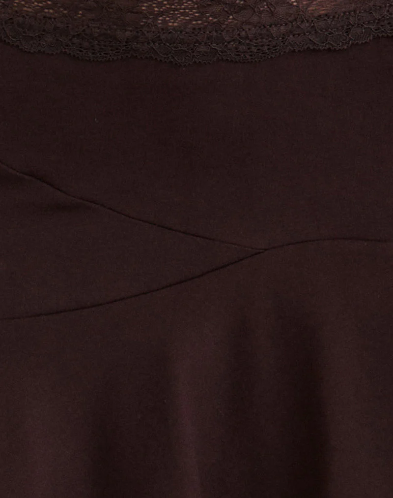 Taleah Mini Skirt with Lace in Bitter Chocolate - Image 6