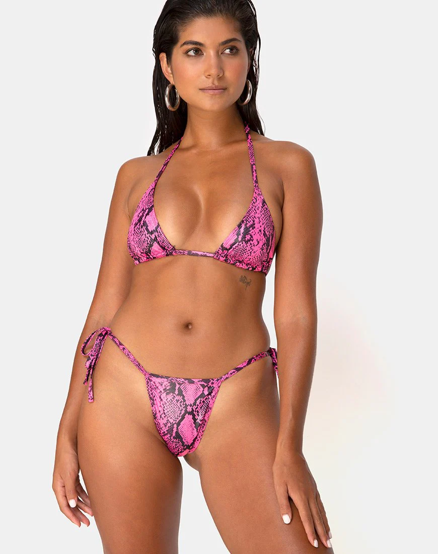 Talia Bikini Bottom in Snake Pink - Image 3