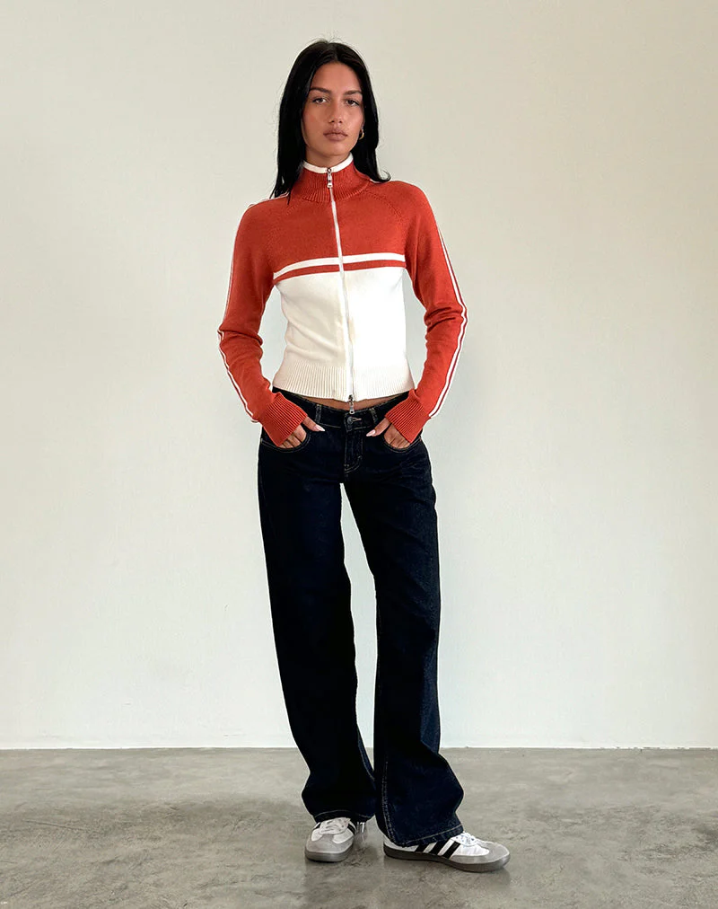 Talya Jacket in Panel Red with White - Image 4