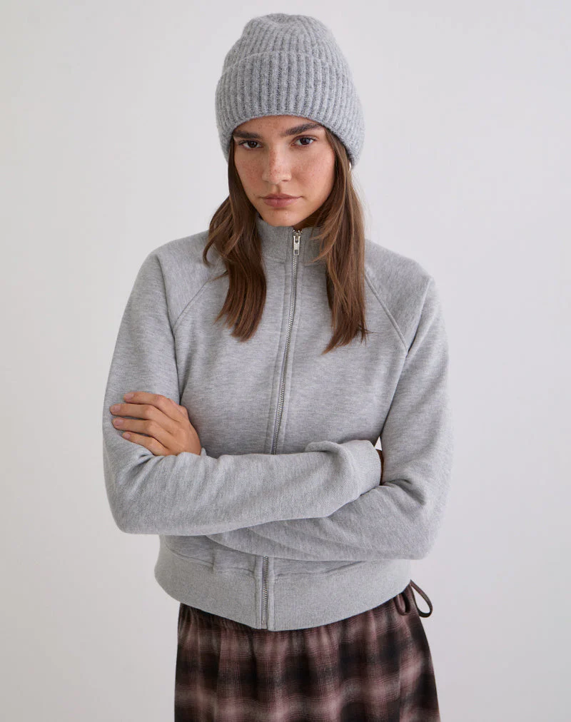 Tamayo Zip Turtleneck Jumper in Grey Marl - Image 4
