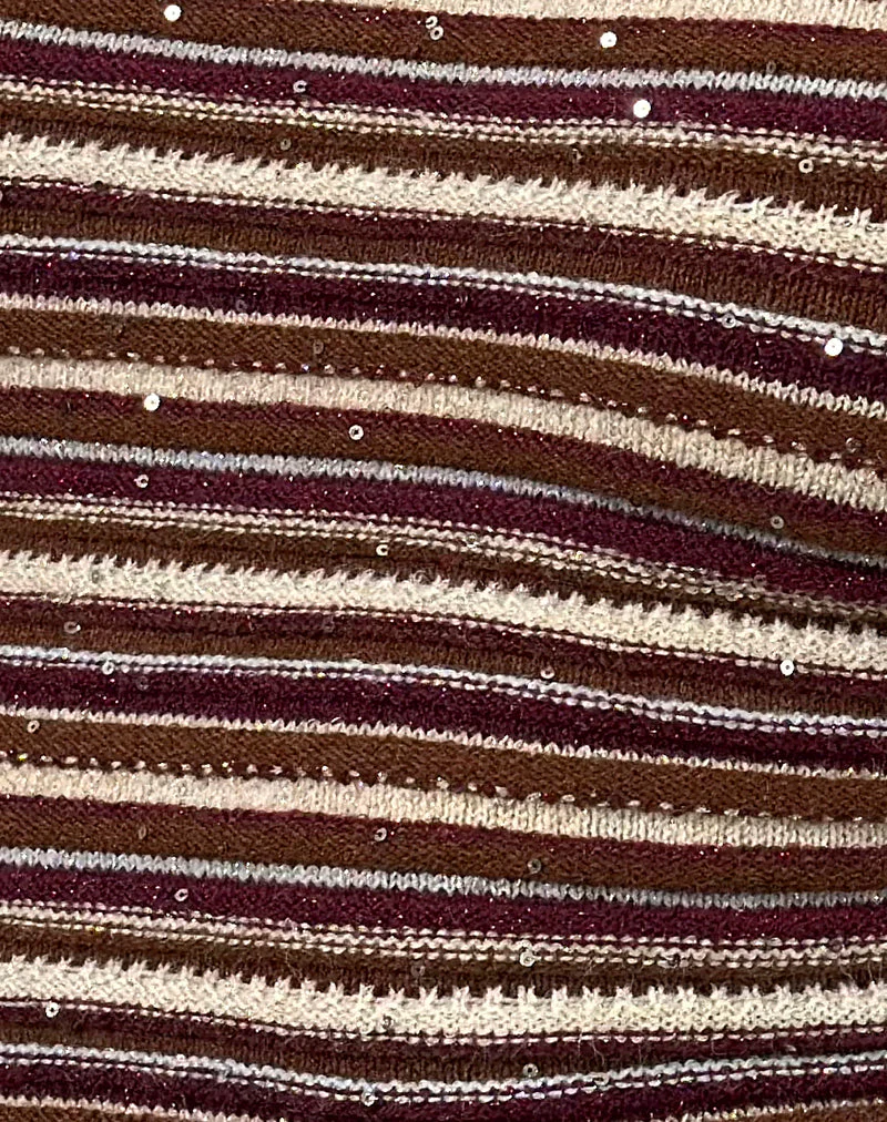 Tamia Off Shoulder Top in Shimmer Stripe Knit Rust - Image 7