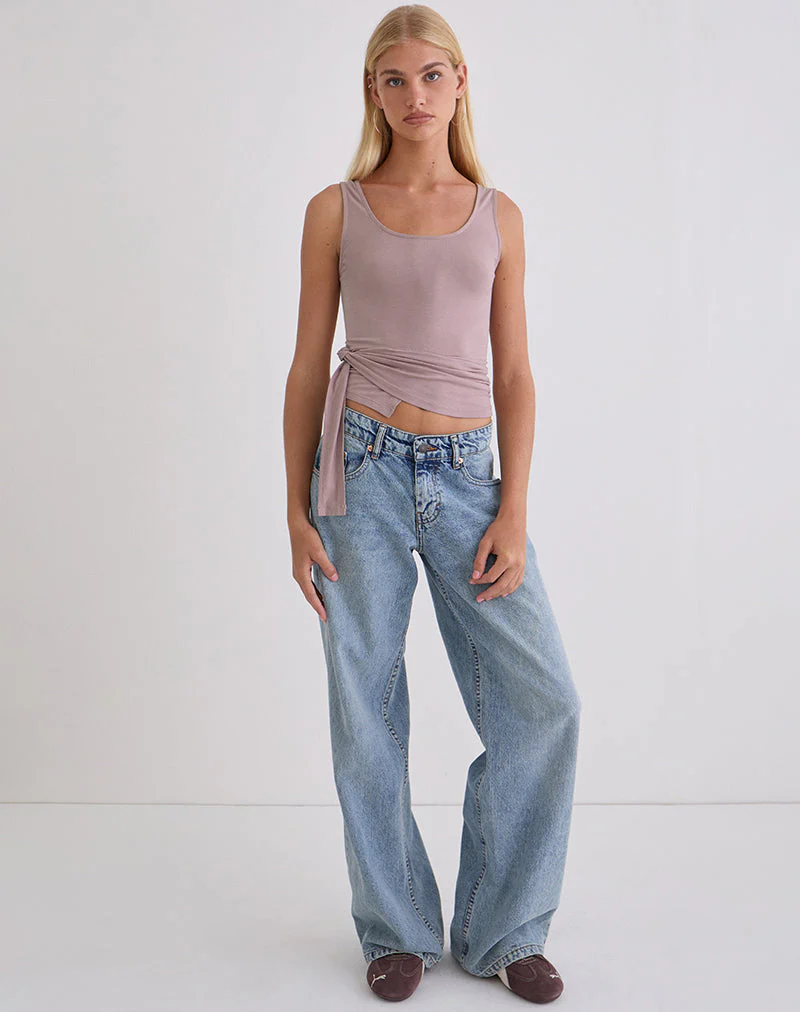 Tanzy Tie Top in Jersey Dusty Mauve - Image 3