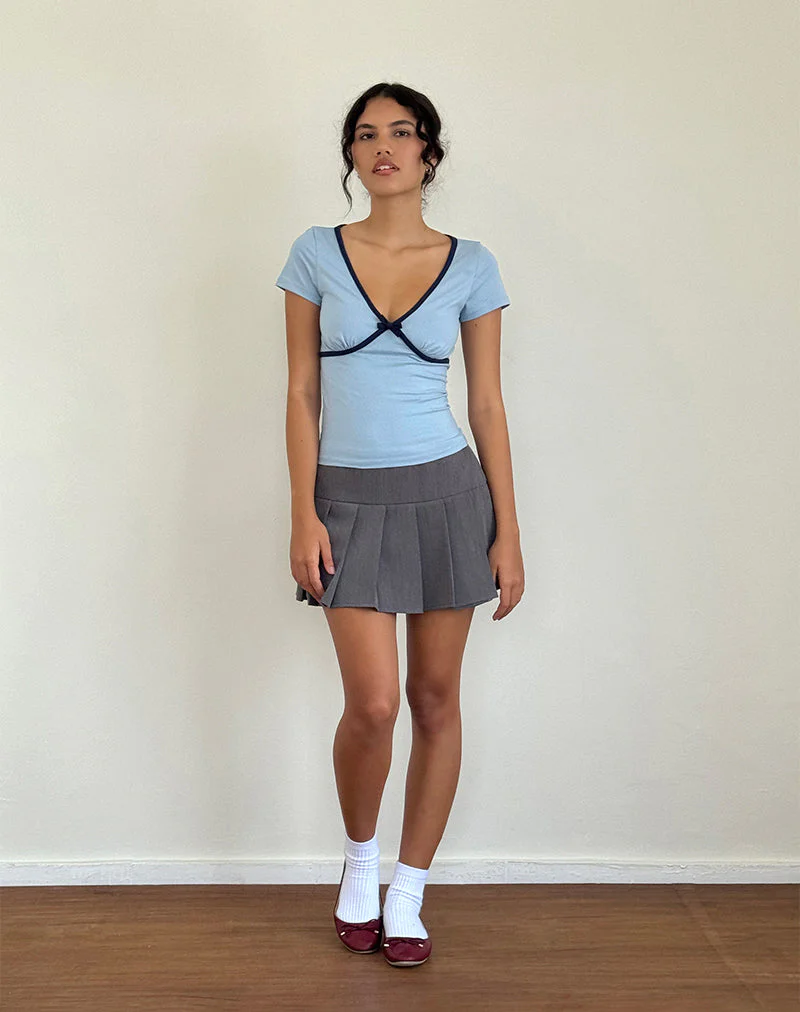Tasina Top in Nantucket Blue with Navy Binding - Image 3