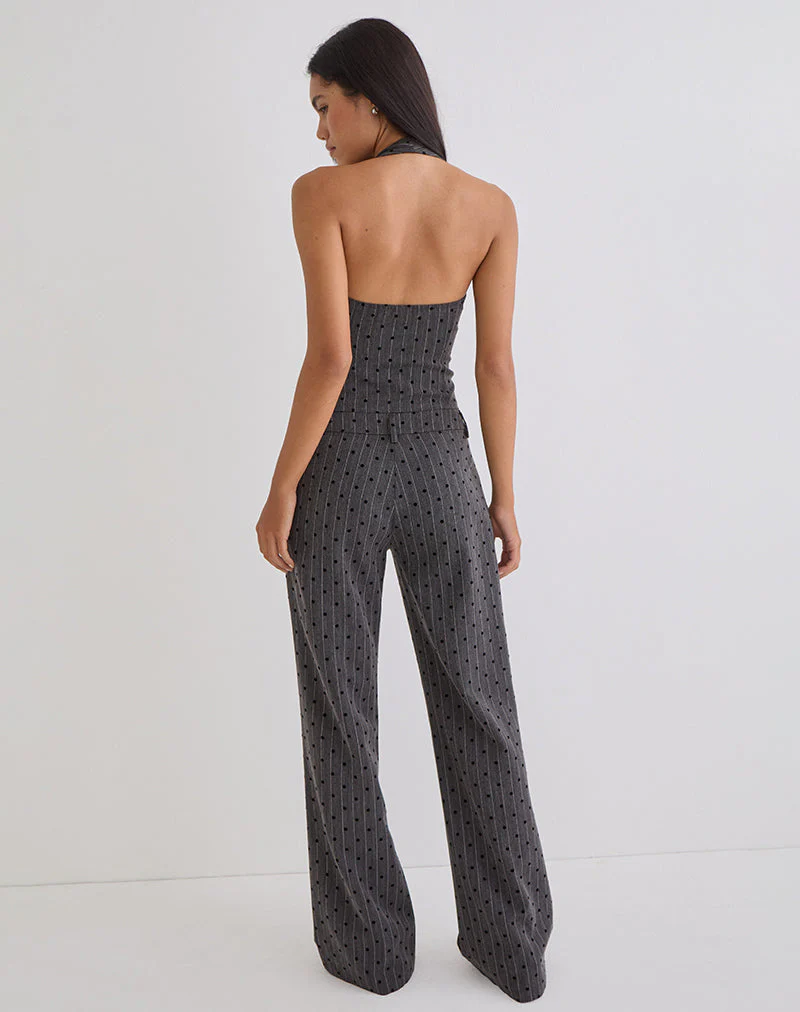 Tatina Trouser in Charcoal with Polka Pinstripe - Image 6
