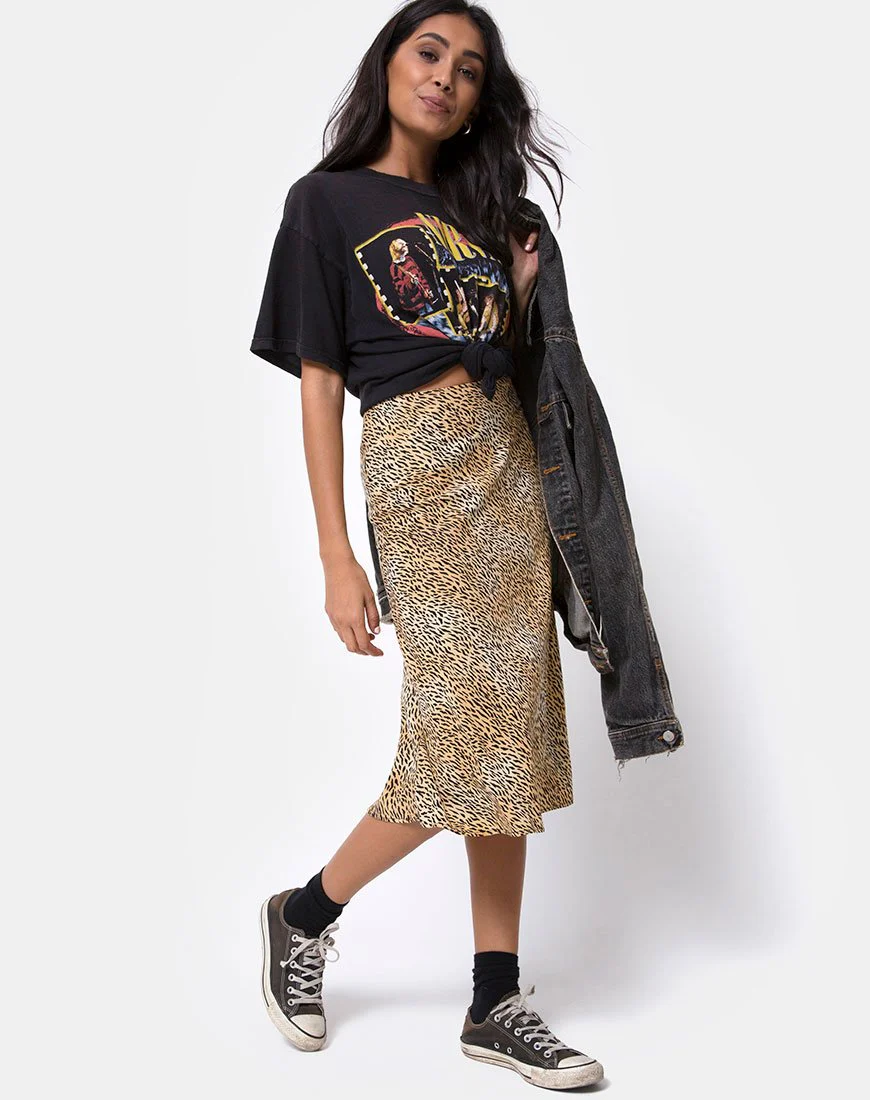 Tauri Midi Skirt in Mini Tiger Brown - Image 3