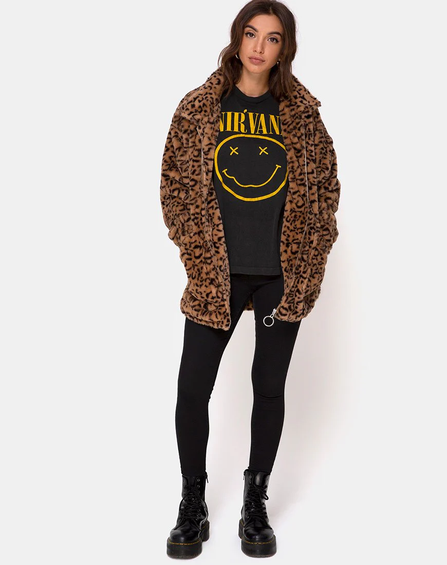 Teddy Bear Fur Coat in Brown Leopard - Image 3