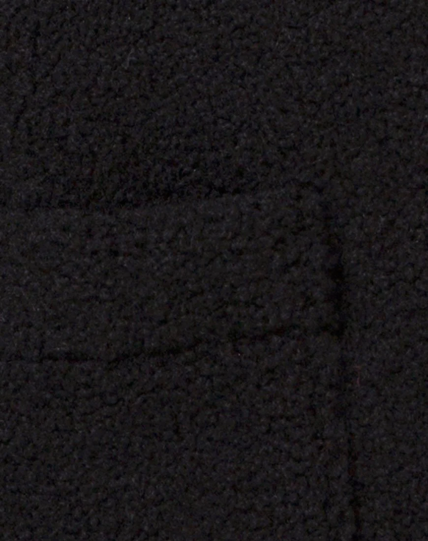 Teddy Bear Wool Coat in Black - Image 6