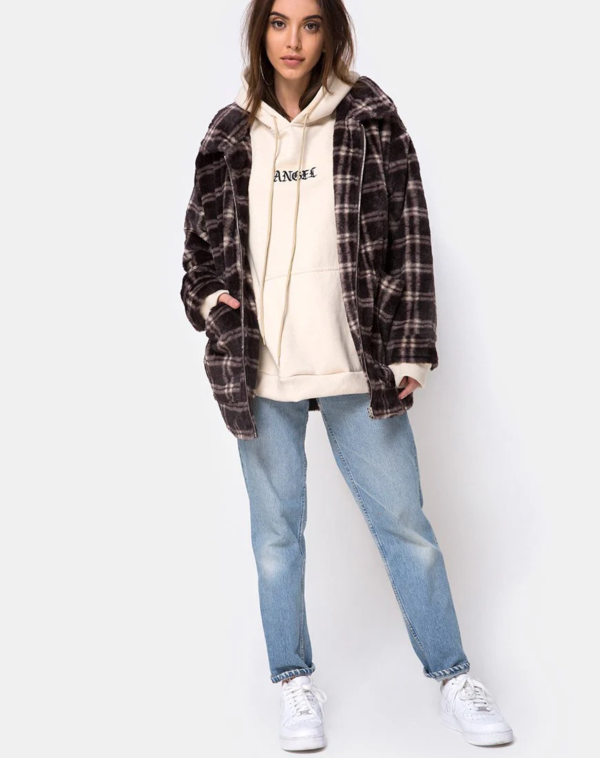Teddy Coat in Brown Match Check - Image 6