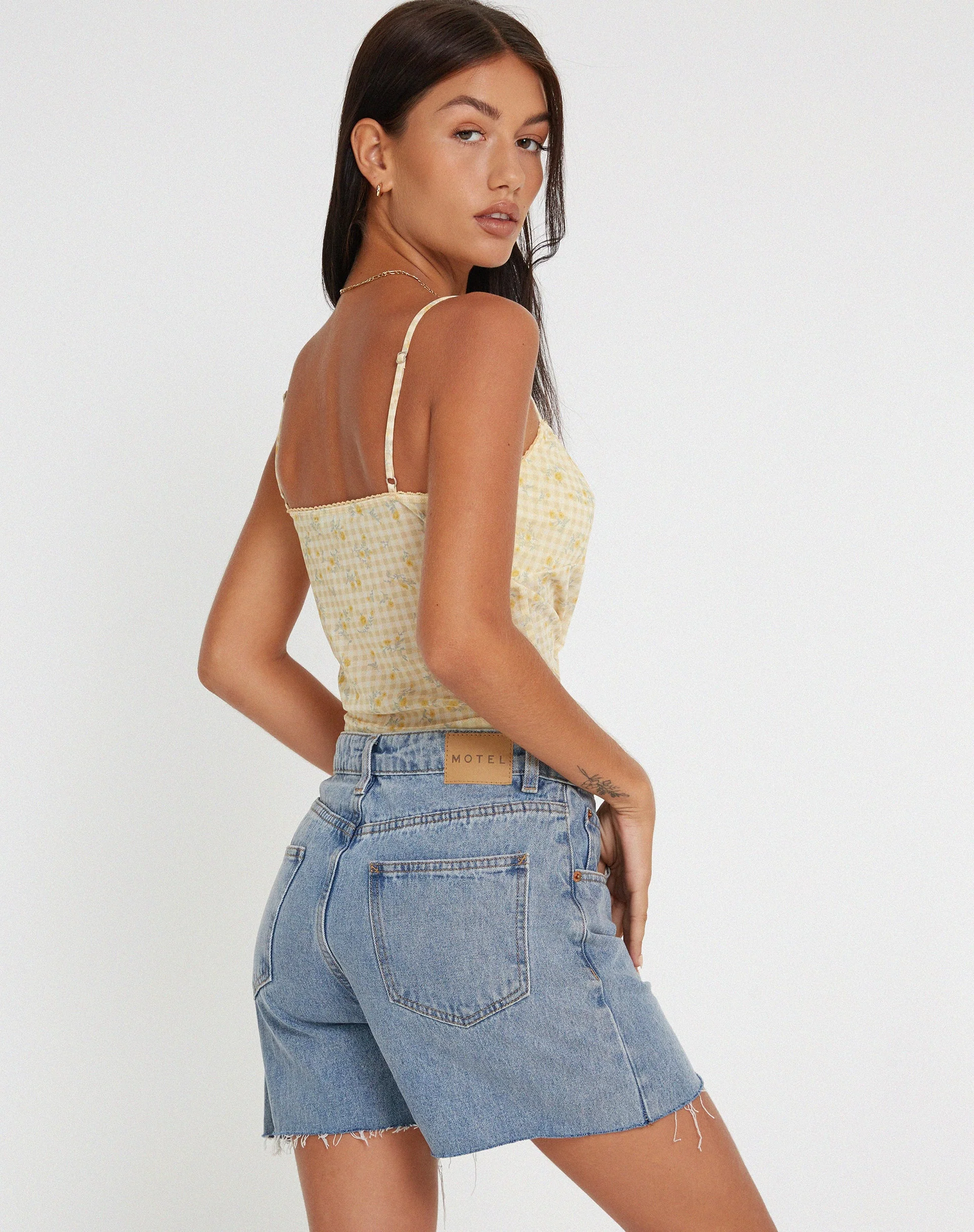Tiava Cami Top in Gingham Floral Yellow - Image 2