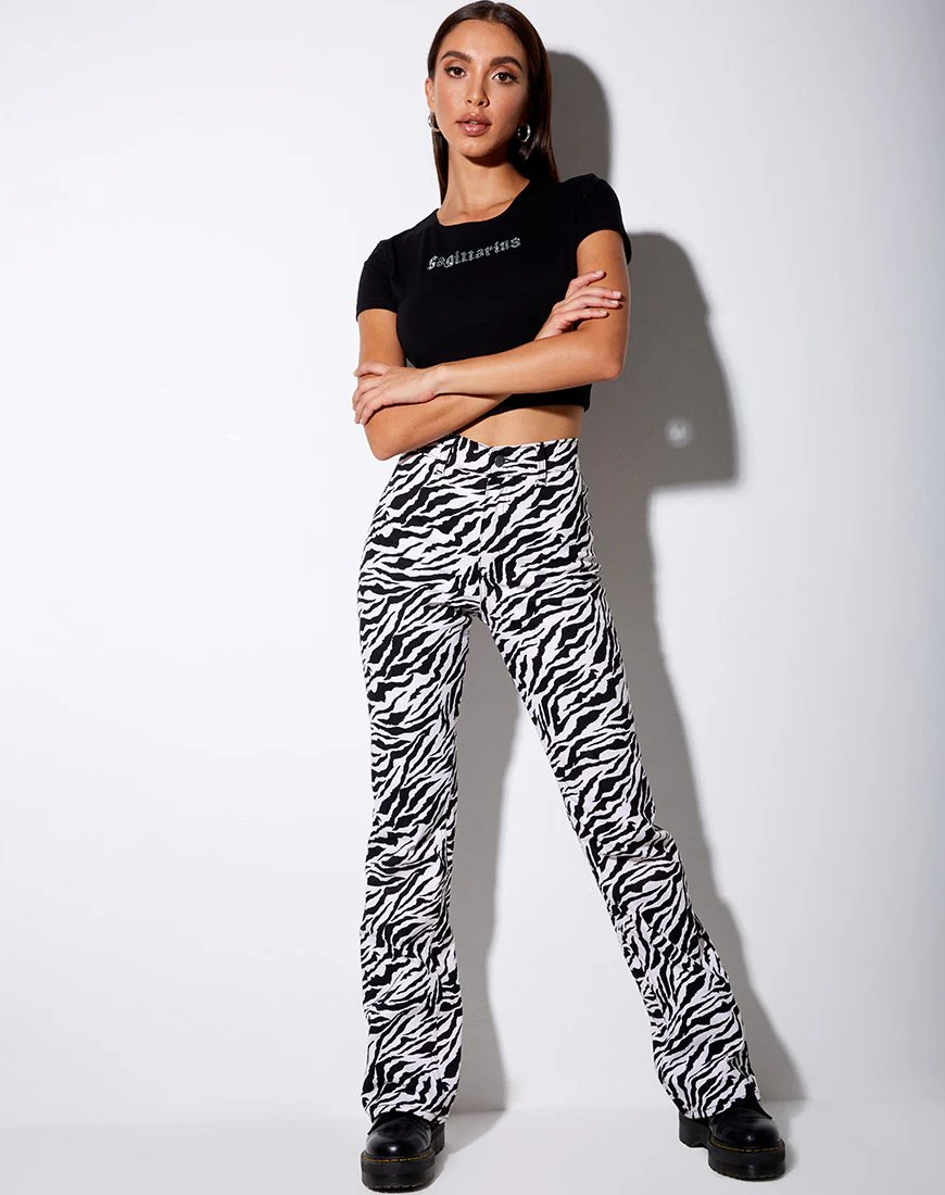 Tiney  Crop Tee in Black 'Sagittarius' Diamante - Image 3