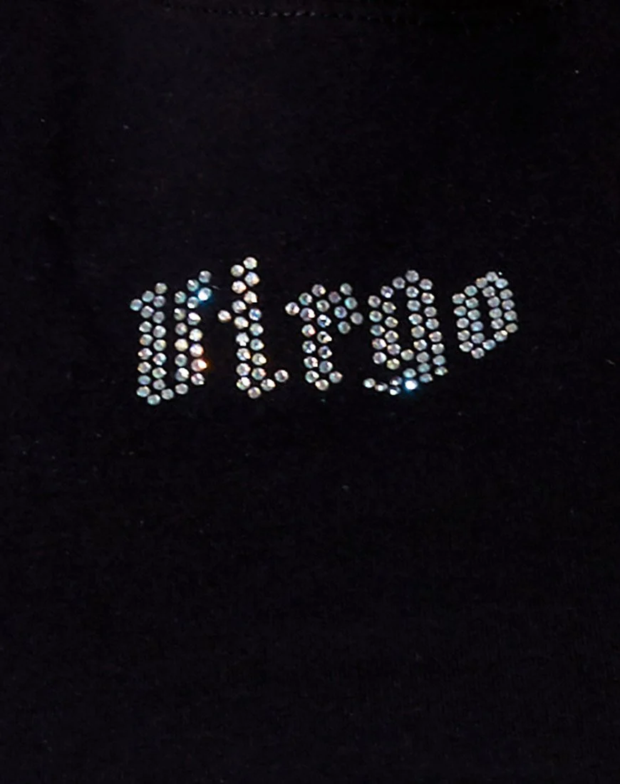 Tiney Crop Tee in Black 'Virgo' Diamante - Image 5