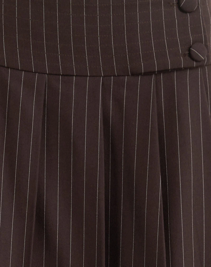 Tisrah Skirt in Dark Brown Pinstripe - Image 6