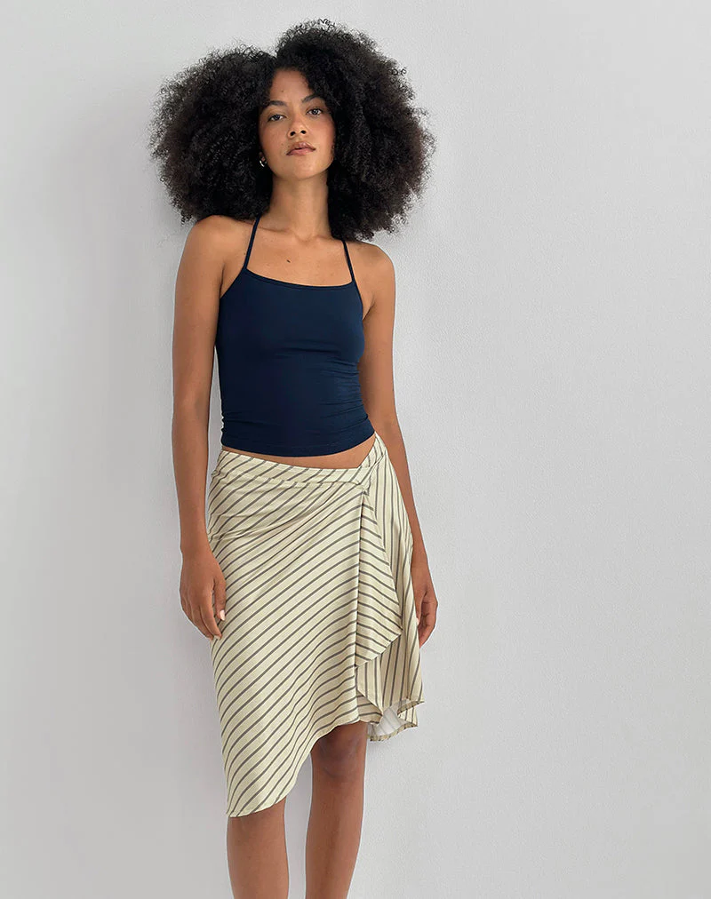 Tomoe Halter Neck Top in Rayon Jersey Navy - Image 2