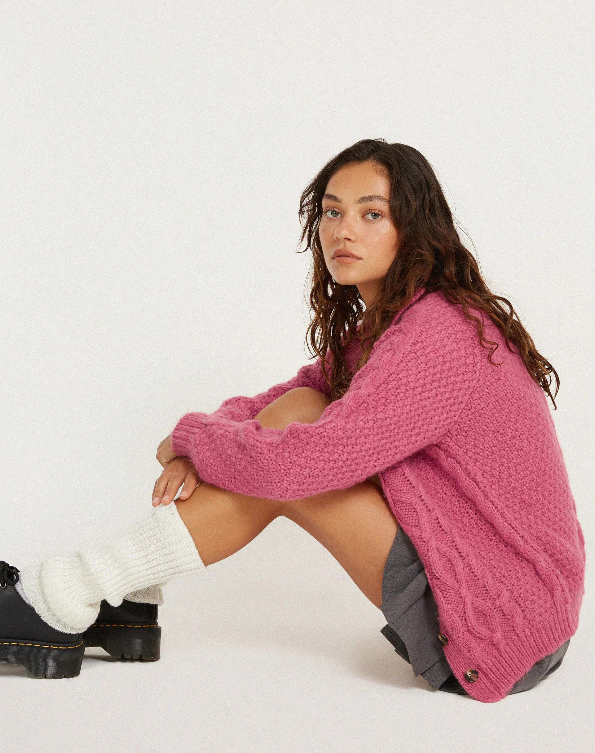 Triny Cardi in Cable Knit Pink - Image 5