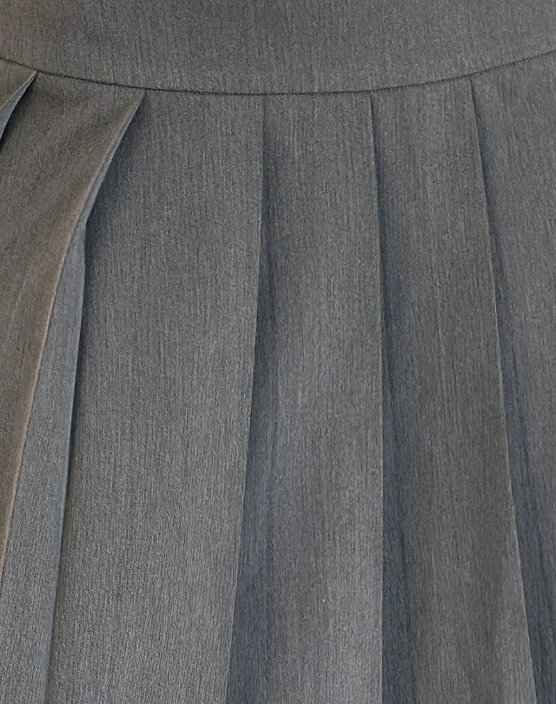 Trisma Pleated Midi Skirt in Charcoal Grey - Image 5