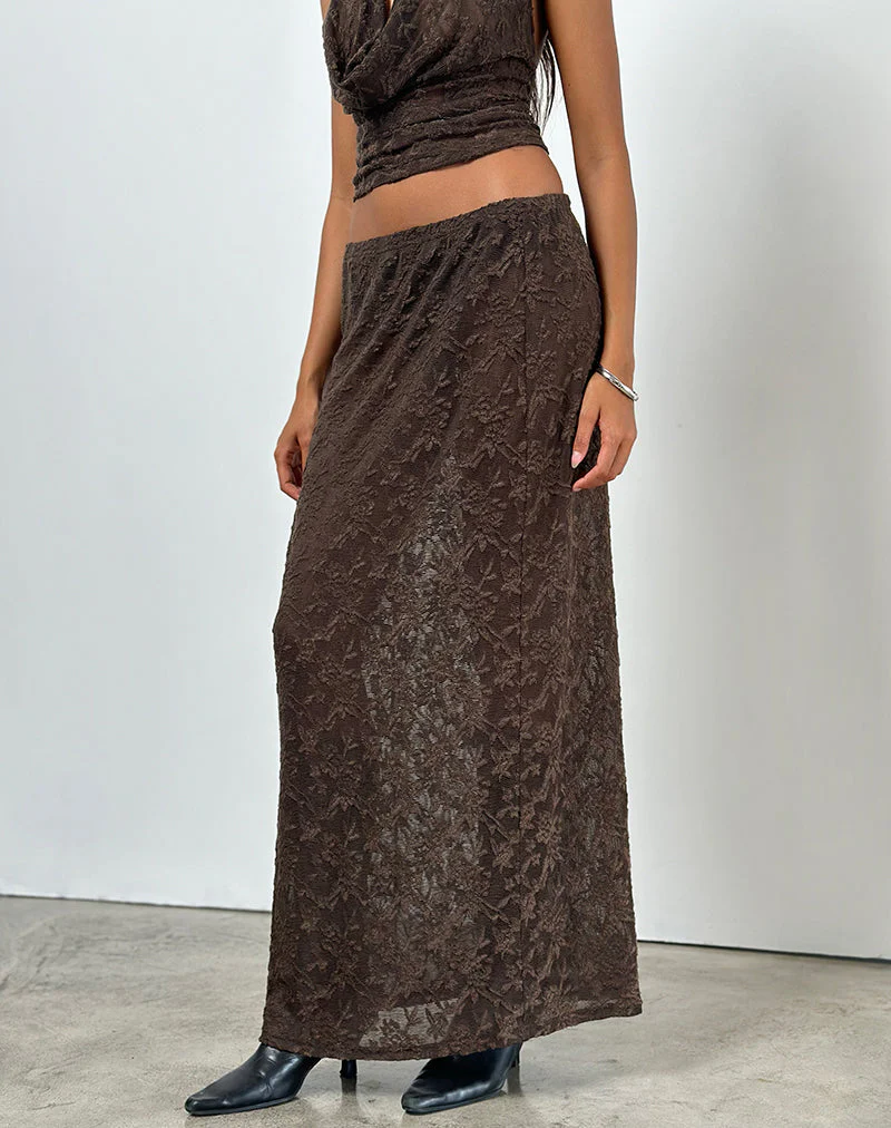 Tulus Skirt in Jacquard Knit Dark Brown - Image 5
