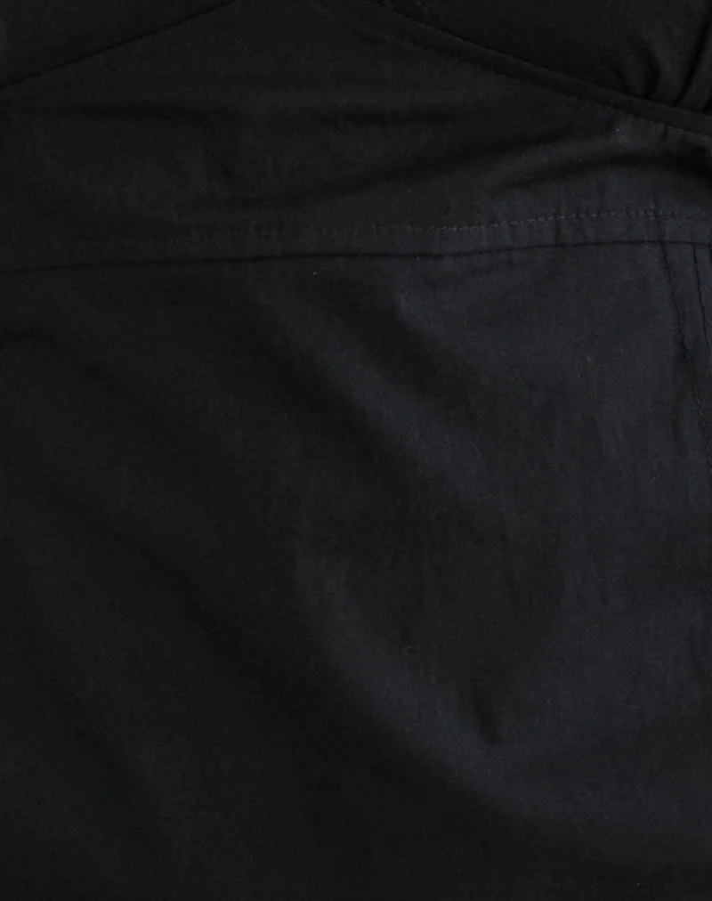 Uliva Cap Sleeve Corset Top in Poplin Black - Image 5