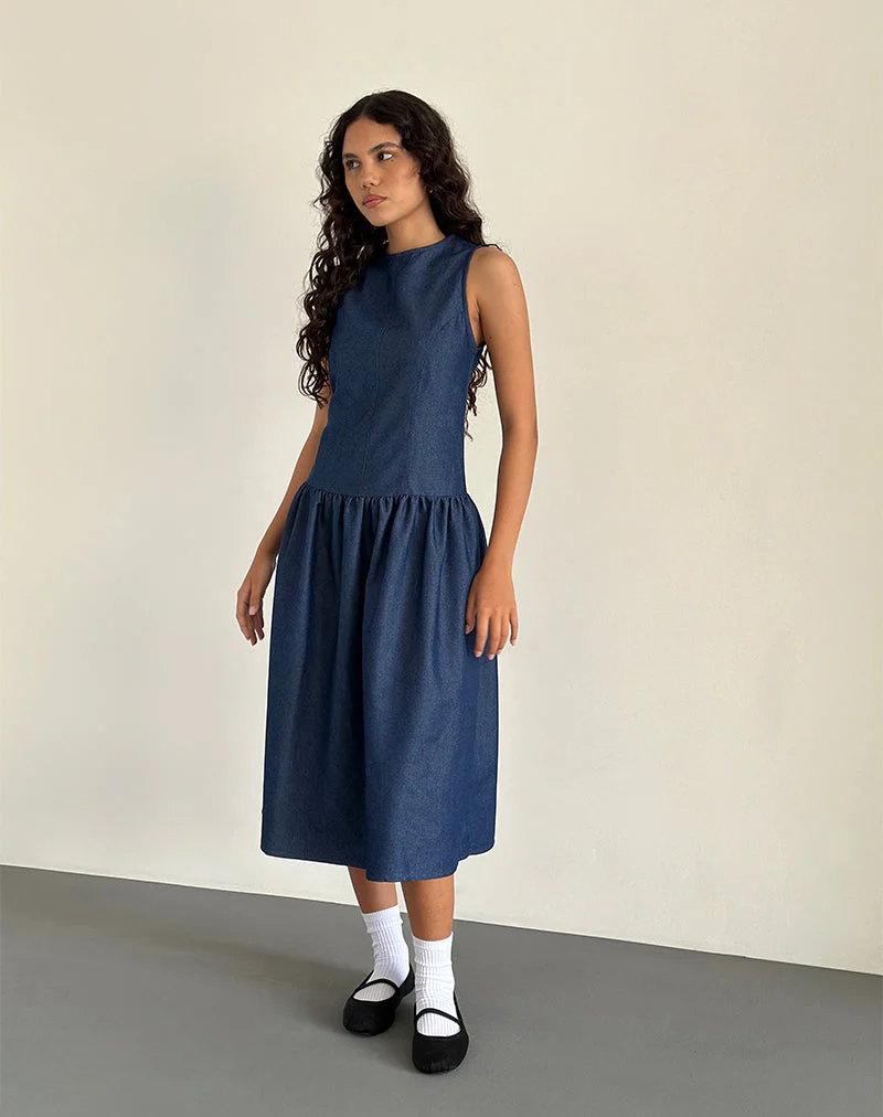 Uretta Maxi Dress in Denim Indigo - Image 6