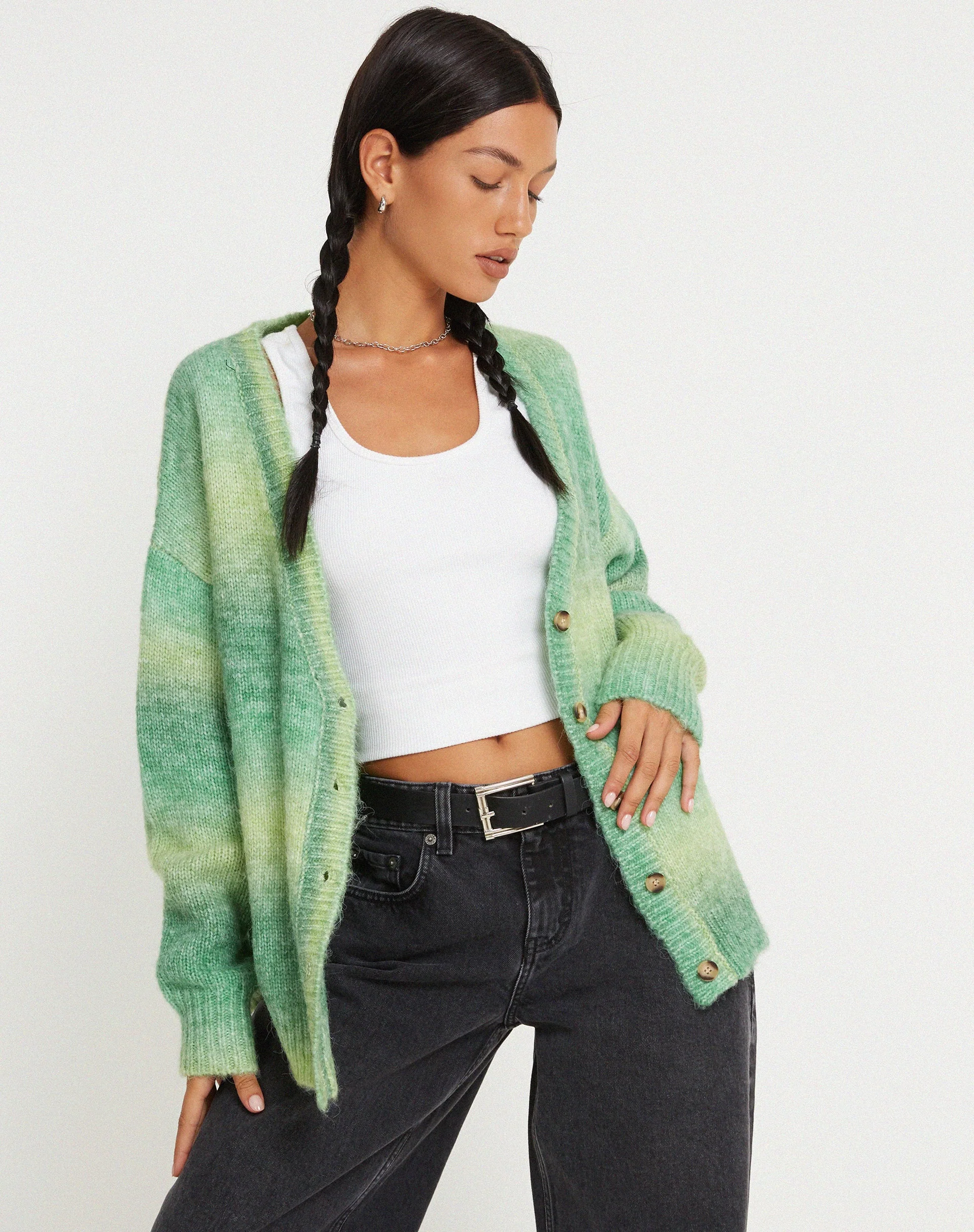 Uriela Cardi in Wool Green - Image 2