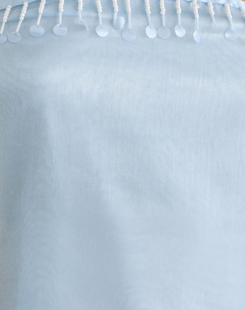 Vars Top in Satin Organza Light Blue - Image 7