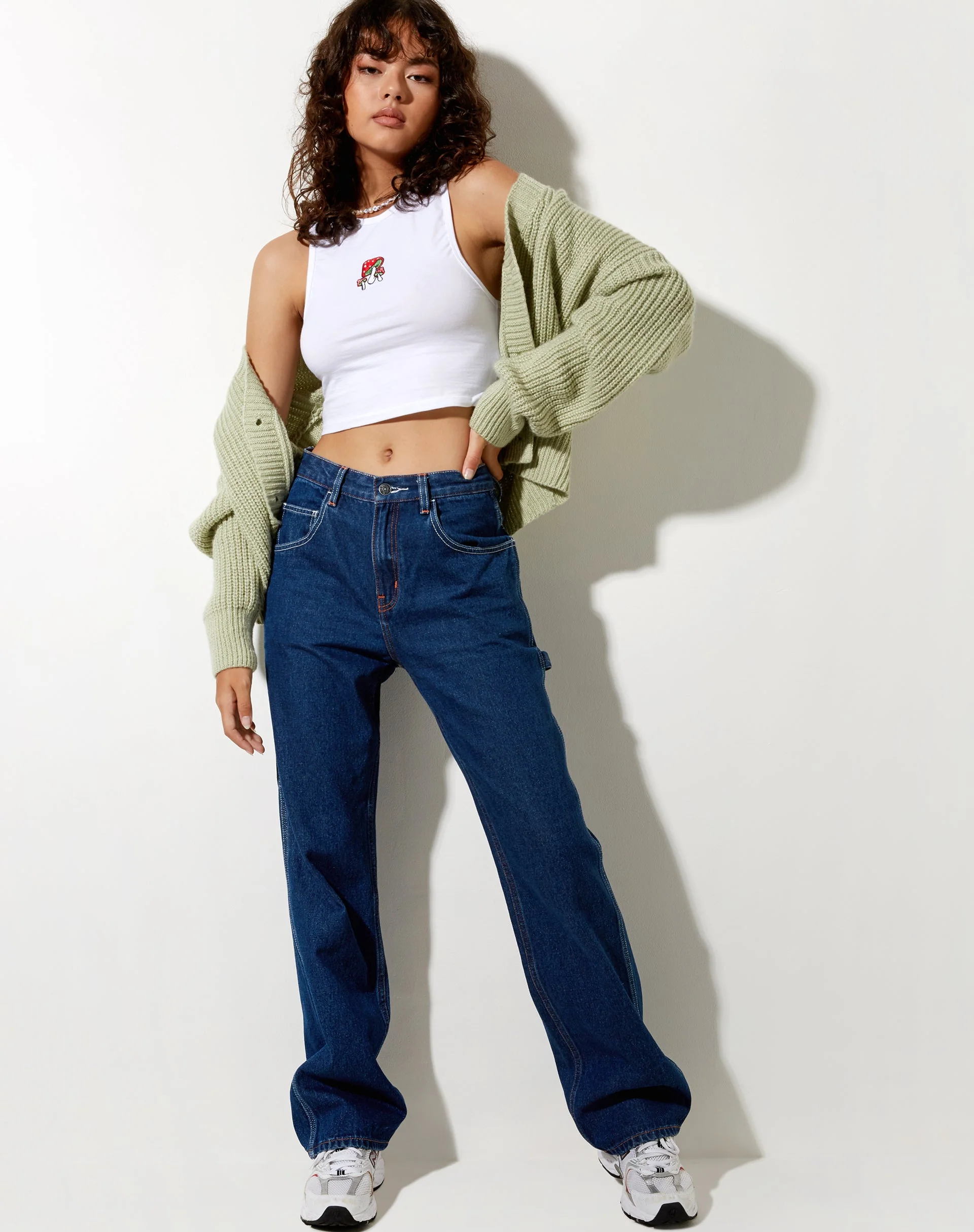 Vasque Vest Top in White Mushroom Embro - Image 3