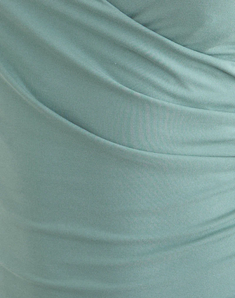 Velaris Wrap Top in Aqua Grey - Image 5