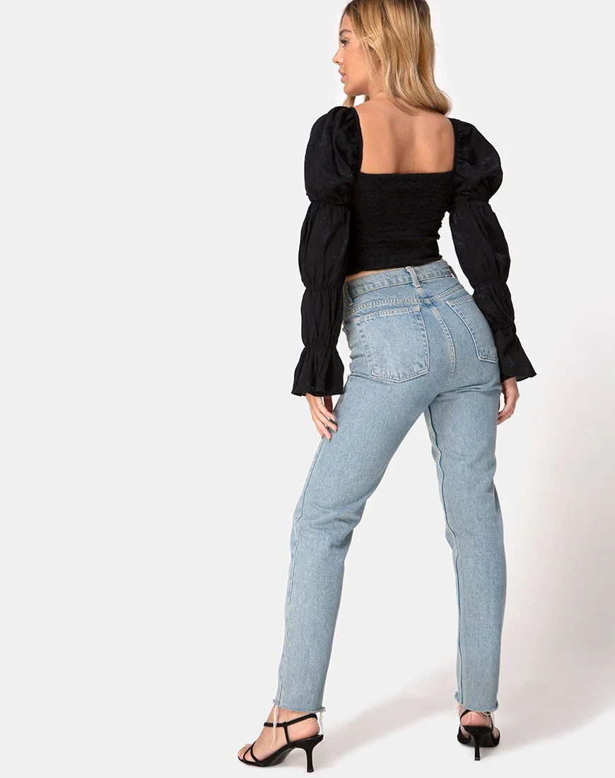 Velina Crop Top in Satin Rose Black - Image 5