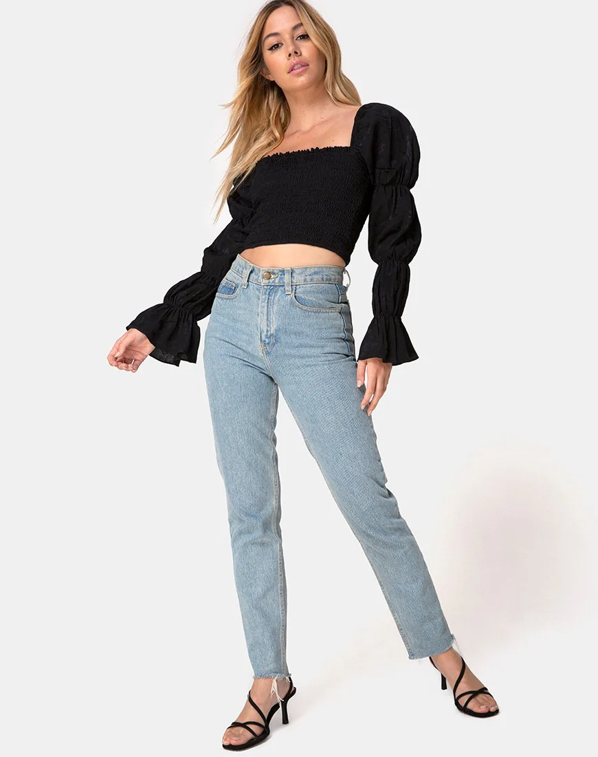 Velina Crop Top in Satin Rose Black - Image 9