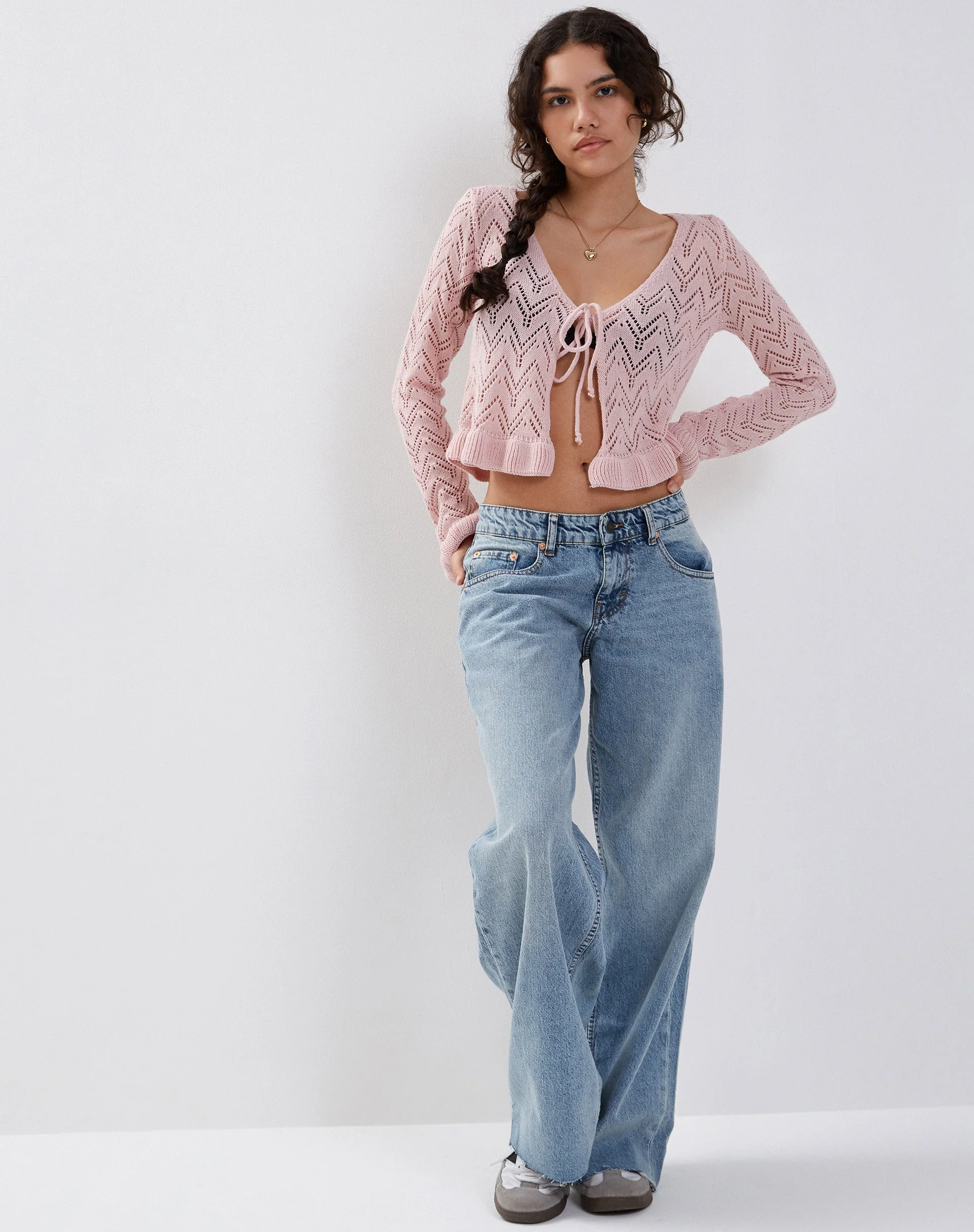 Vella Cardigan in Knitted Pink - Image 3