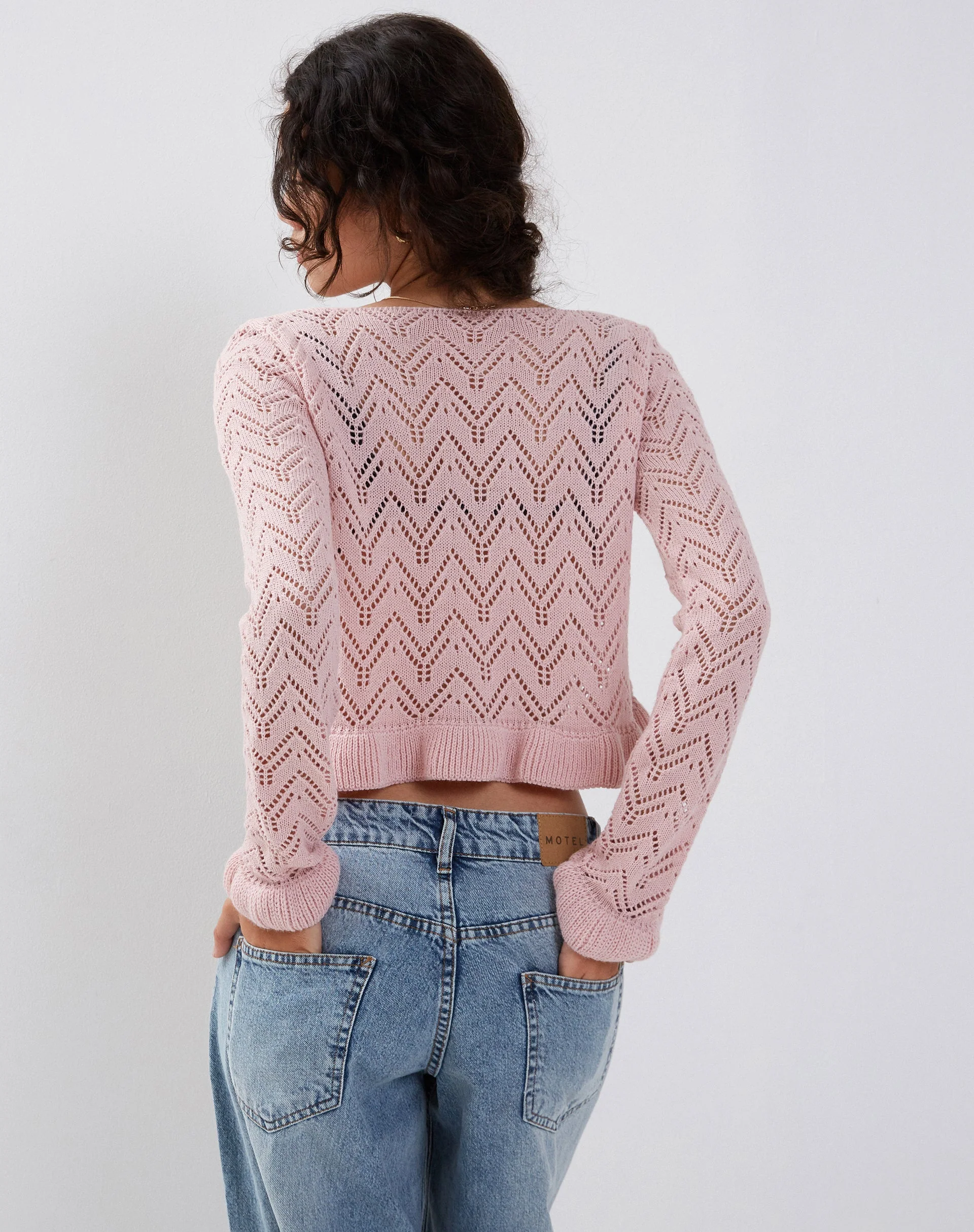 Vella Cardigan in Knitted Pink - Image 4