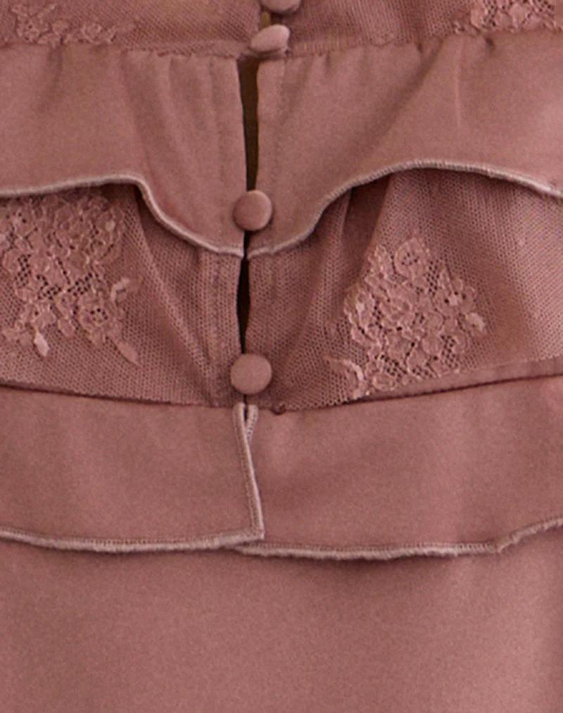 Venaro Double Layer Top in Satin Dusty Pink - Image 6