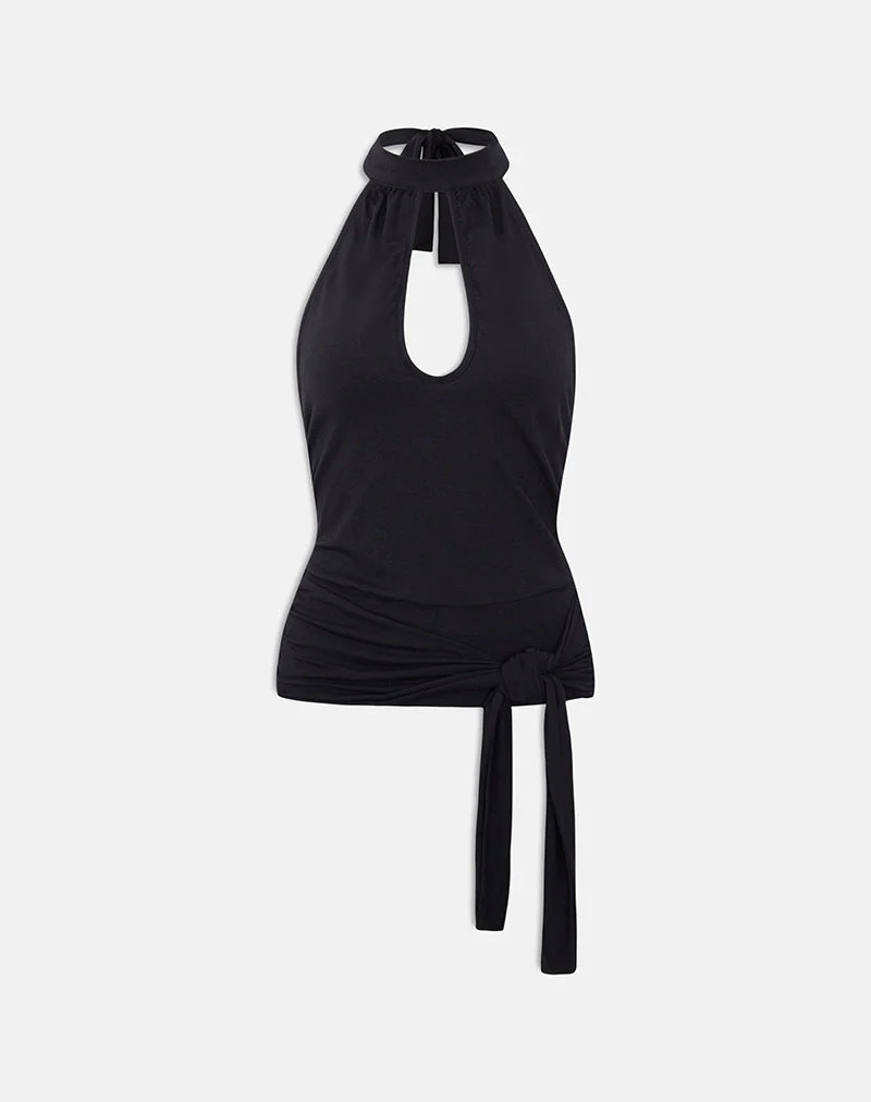 Verbina Keyhole Top in Jersey Black - Image 2
