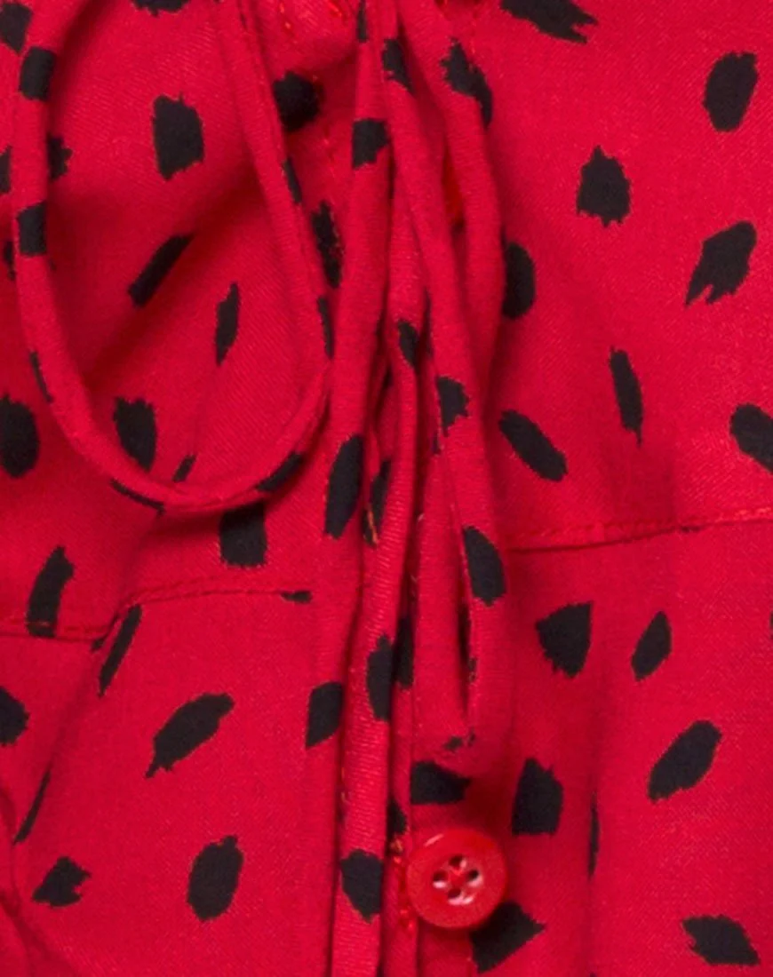 Vinequa Top in Mini Diana Dot Red and Black - Image 5