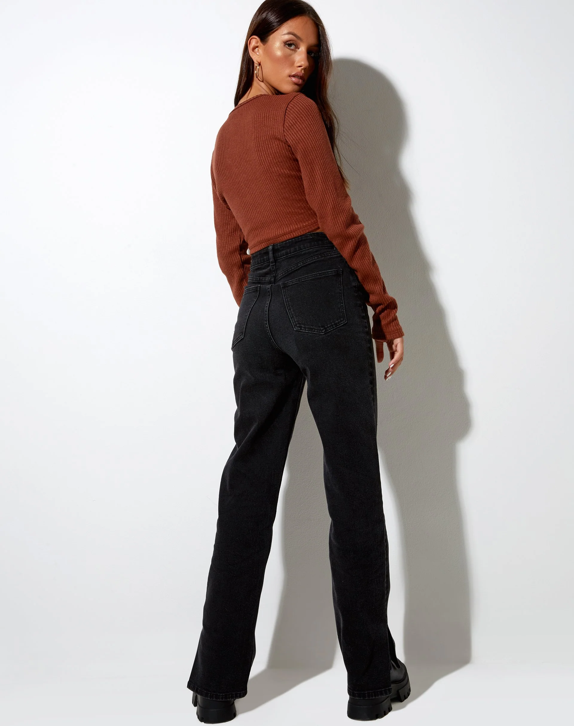 Viney Cardigan in Rib Chocolate - Image 2