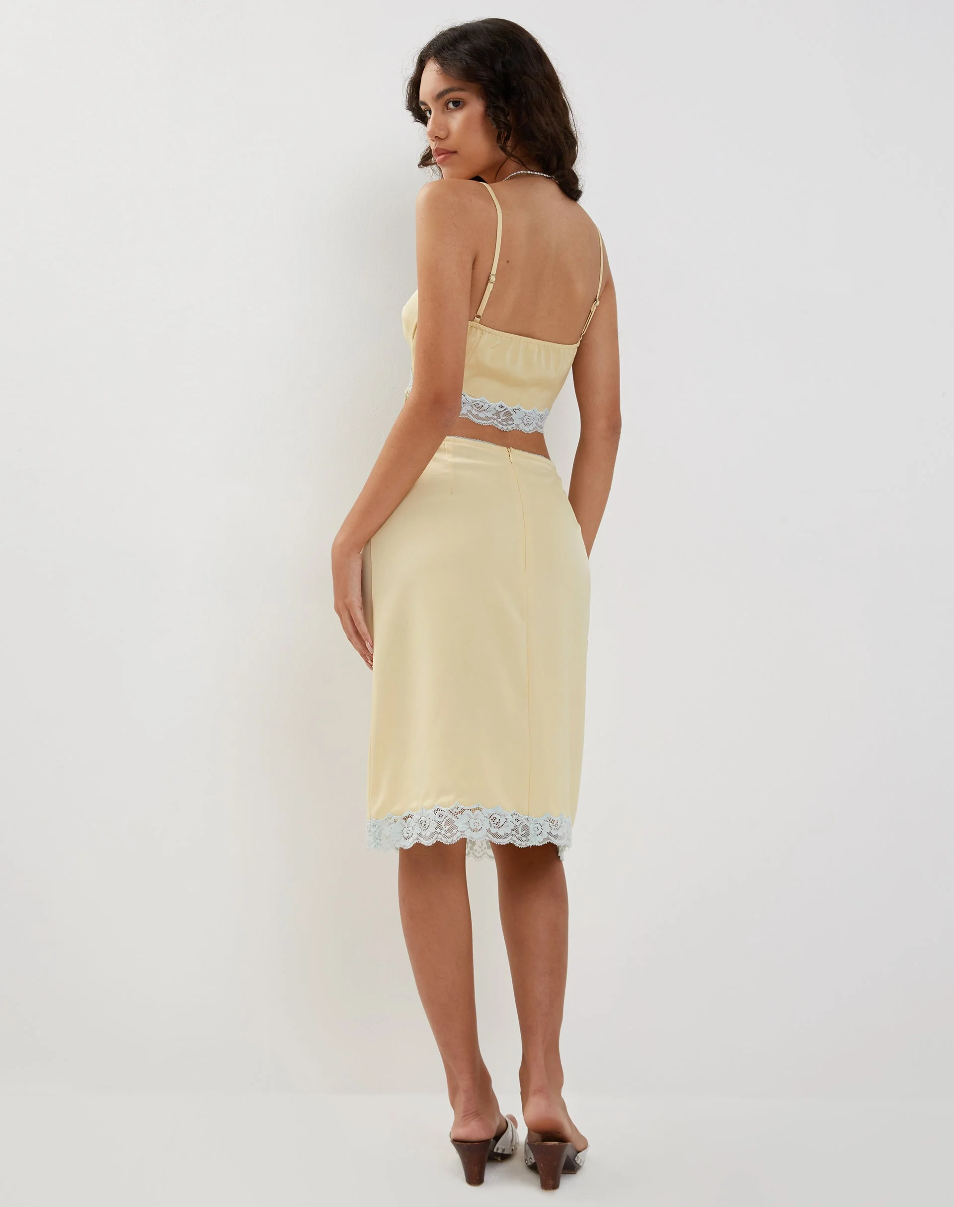 Virni Cami Crop Top in Pale Yellow Satin - Image 7