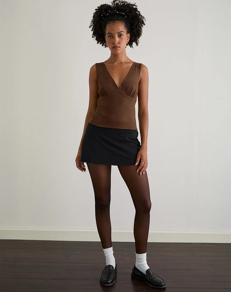Vishata Top in Faux Suede Brown - Image 3